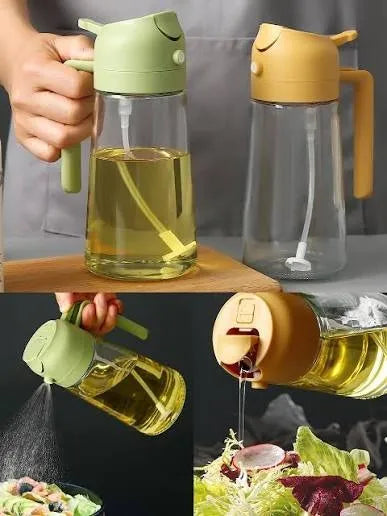 2-in-1 Glass Oil Sprayer & Dispenser Bottle 450ML