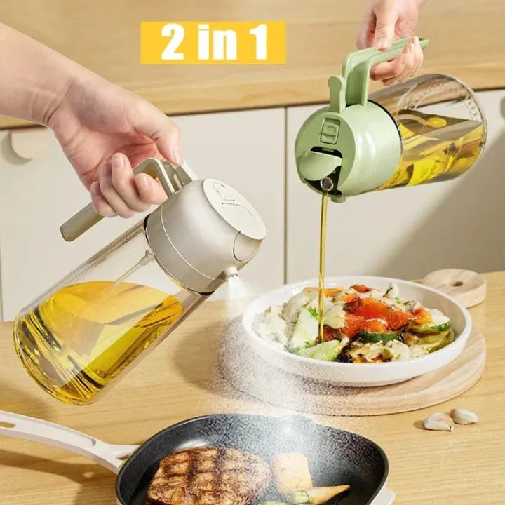 2-in-1 Glass Oil Sprayer & Dispenser Bottle 450ML