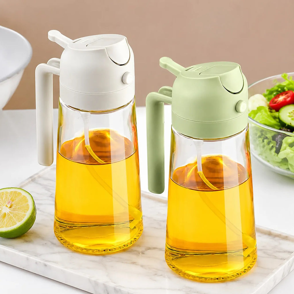 2-in-1 Glass Oil Sprayer & Dispenser Bottle 450ML