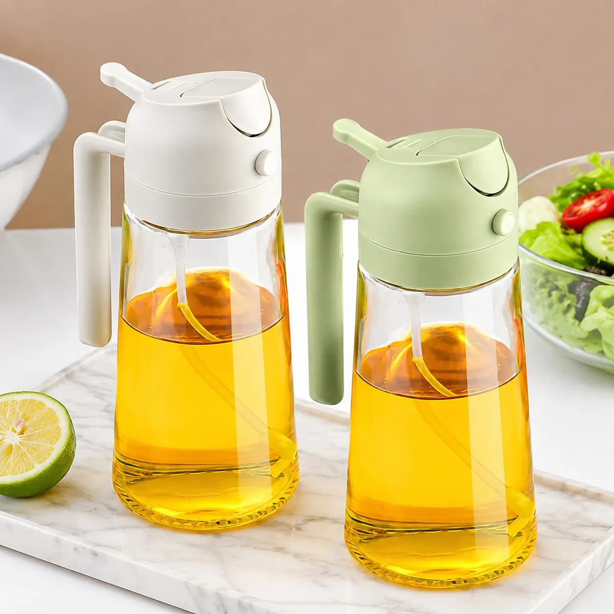 2-in-1 Glass Oil Sprayer & Dispenser Bottle 450ML
