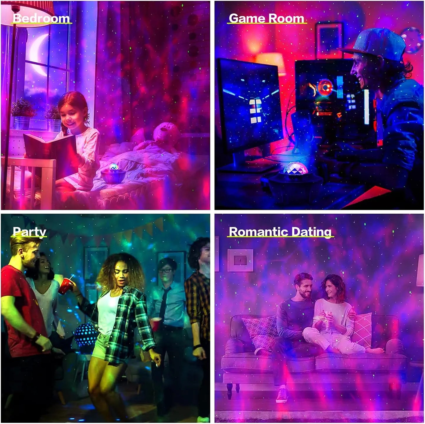 Starry Projector Galaxy Night Light with Ocean Wave Music Speaker