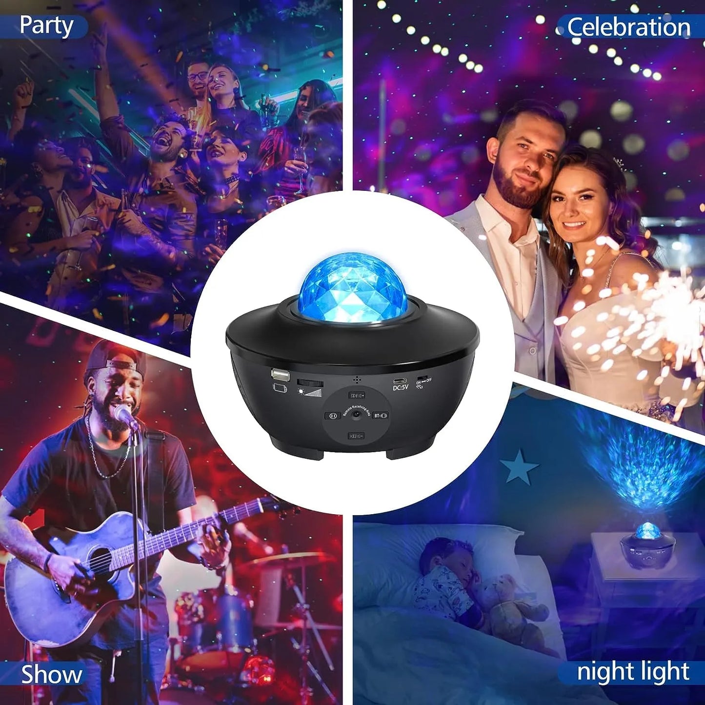 Starry Projector Galaxy Night Light with Ocean Wave Music Speaker