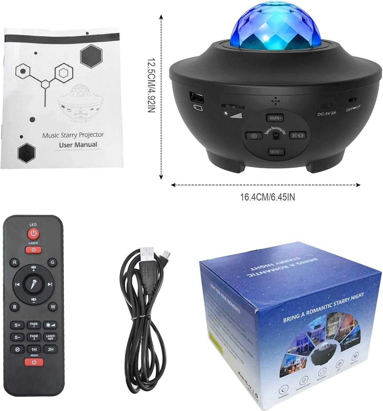 Starry Projector Galaxy Night Light with Ocean Wave Music Speaker