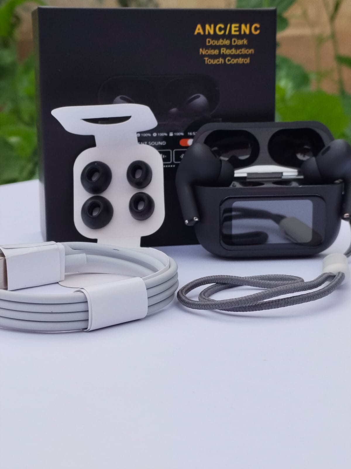 Black Aura Watch & Touch Screen Earbuds Combo