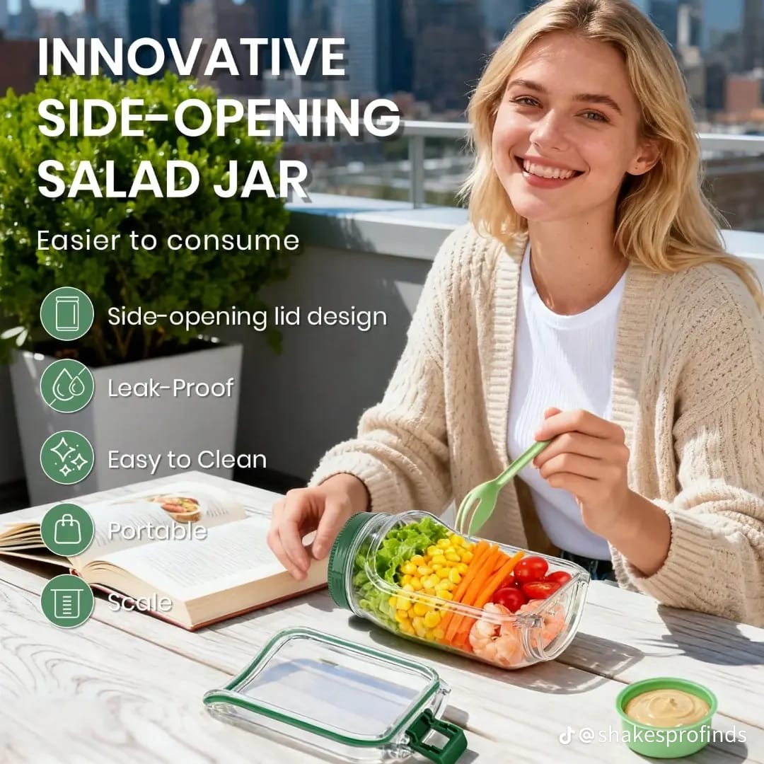 Innovative Side-Opening Salad Jar